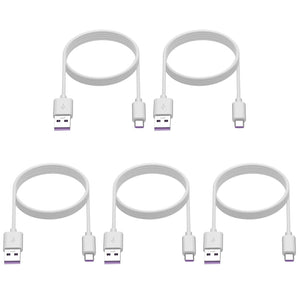 5 Pack 1m Data Transfer Charger Charging USB Type C Phone Tablet Cable Cord Bulk White TPE Plastic