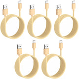 5 Pack 2m Long Data Transfer Charger Charging USB Type C Phone Tablet Cable Cord Bulk Braided Gold Nylon