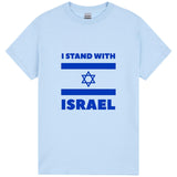 I stand with Israel Flag Star Political War Peace Light Blue Men T Shirt Tee Top