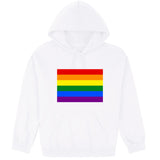 LGBTQ Colourful Rainbow Gay Pride Flag Mens White Hoodie Hooded Sweat Sweater