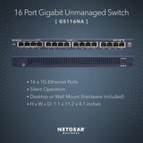 NETGEAR GS116 ProSafe 16-Port Gigabit Desktop Ethernet Unmanaged Switch GS116AU