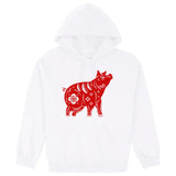 Chinese Zodiac New Year Pig Animal Silhouette White Hoodie Mens Hooded Sweater