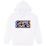 Game Over Gaming Funny Gamer Retro White Hoodie Mens Hooded Sweat Sweater