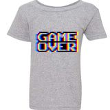 Game Over Gaming Funny Gamer Retro Sport Grey T-Shirt Tee Top Baby Kids Boy Girl