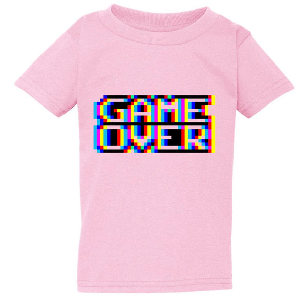 Game Over Gaming Funny Gamer Retro Pink T-Shirt Tee Top Baby Kids Boy Girl