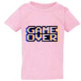 Game Over Gaming Funny Gamer Retro Pink T-Shirt Tee Top Baby Kids Boy Girl