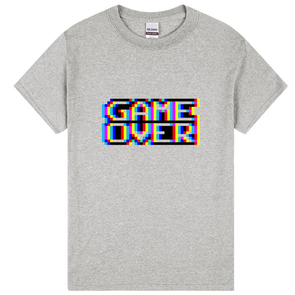 Game Over Gaming Funny Gamer Retro Sports Grey Mens T Shirt Tee Top