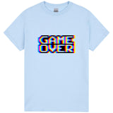 Game Over Gaming Funny Gamer Retro Light Blue Mens T Shirt Tee Top
