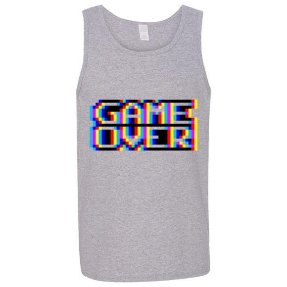 Game Over Gaming Funny Gamer Retro Sports Grey Mens Tank Top Singlet T Shirt