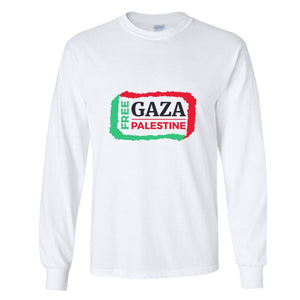 Free Gaza Palestine Political War Freedom Long Sleeve Mens T Shirt White Tee Top