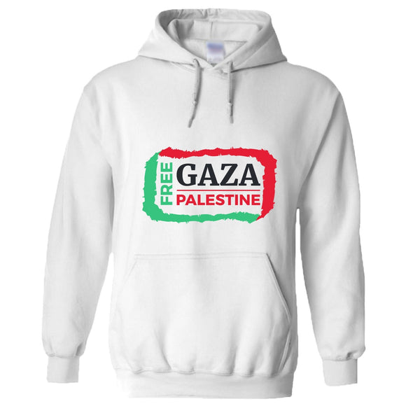 Free Gaza Palestine Political War Freedom White Hoodie Mens Hooded Sweater