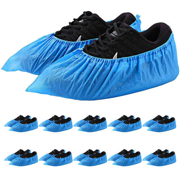 10x Safetyware CPE Anti-Skid Waterproof Disposable Boot Shoe Covers Overshoes Protector Non Slip Rain Medical Laboratory Cleanroom SC04-BLU
