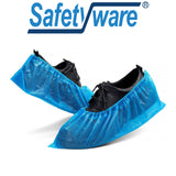 20 Pack Safetyware CPE Anti-Skid Waterproof Disposable Boot Shoe Covers Protector Overshoes Bulk Non Slip Rain Medical Laboratory Cleanroom SC04-BLU