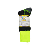 6 Pair Rio Reinforced For Steel Cap Boots Crew Mens Thick Work Socks Black Fluro Yellow Hi Vis Bulk S7453S