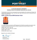 10x Portwest Hi Vis Vest Safety Reflective Tape High Visibility Workwear Bulk Contrast Orange Class D/N Day & Night