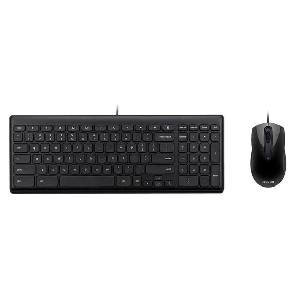 ASUS Chrome OS Layout USB Wired Keyboard and Optical Mouse Combo Set Black 90MA0000-P00120