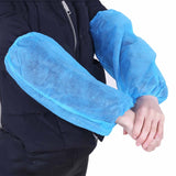 100pcs Safetyware Non-Woven Fabric Disposable Protective Arm Sleeves Protector Breathable Cover Bulk Blue for Hospital Laboratory Kitchen Saloon
