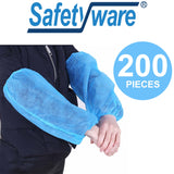200pcs Safetyware Non-Woven Fabric Disposable Protective Arm Sleeves Protector Breathable Cover Blue for Hospital Laboratory Kitchen Saloon