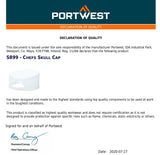 Portwest 2 Pack S899 Chefs Skull Cap Adjustable Water Resistant Hat Bulk White for Men & Women Kitchen Cooking Baker Restaurants Catering