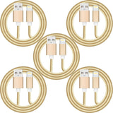 5 Pack 1m Data Transfer Charger Charging USB Cable Cord for Apple iPhone iPad iPod Bulk Braided Gold Strong Nylon