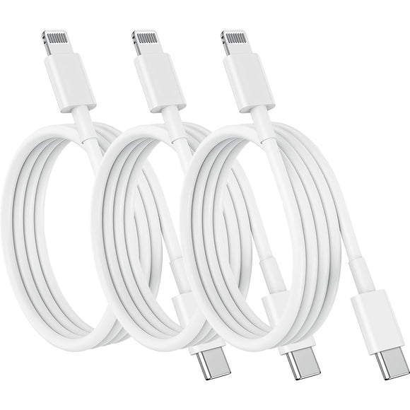 3 Pack 1m Data Transfer Fast PD Charger USB Type C to Apple iPhone iPad iPod Cable Cord Bulk