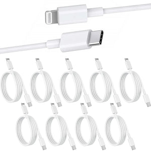 10 Pack 1m Data Transfer Fast PD Charger USB Type C to Apple iPhone iPad iPod Cable Cord Bulk