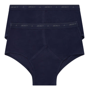 2 Pack Jockey Y-Front Briefs Mens Comfy Cotton Underwear Undies Boxer Bulk Navy