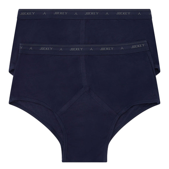 2 Pack Jockey Y-Front Briefs Mens Comfy Cotton Underwear Undies Boxer Bulk Navy