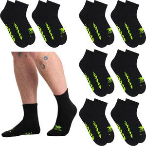9 Pairs Bonds X-Temp 1/4 Quarter Crew Mens Cotton Sports Black Socks Bulk Above Ankle SXX72N