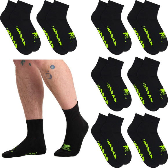 9 Pairs Bonds X-Temp 1/4 Quarter Crew Mens Cotton Sports Black Socks Bulk Above Ankle SXX72N