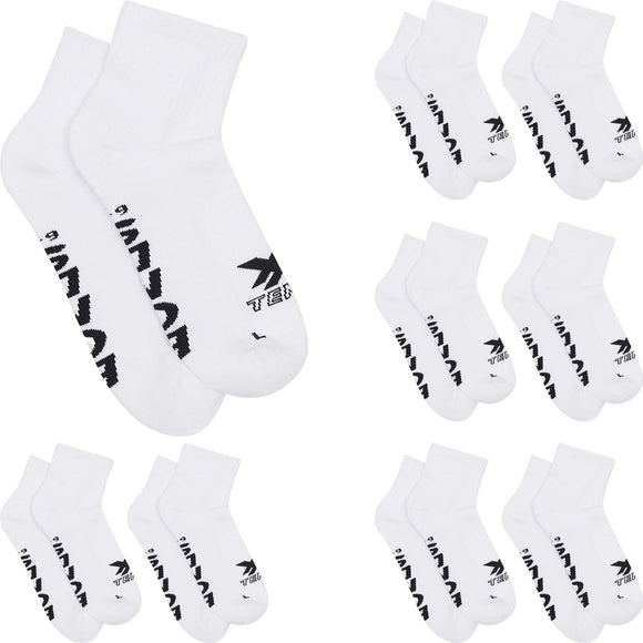 9 Pairs Bonds X-Temp 1/4 Quarter Crew Mens Cotton Sports White Socks Bulk Above Ankle SXX72N