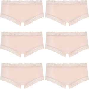 6 Pack Jockey Parisienne Classic Boyleg Lace Womens Underwear Panties Dusk Beige Bulk WWLF