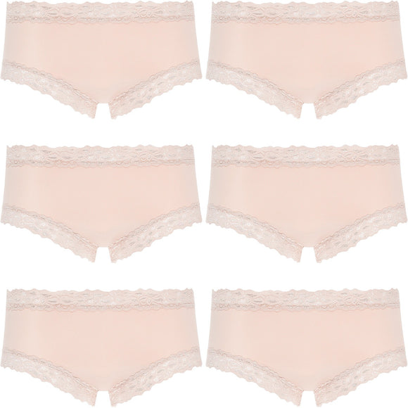 6 Pack Jockey Parisienne Classic Boyleg Lace Womens Underwear Panties Dusk Beige Bulk WWLF
