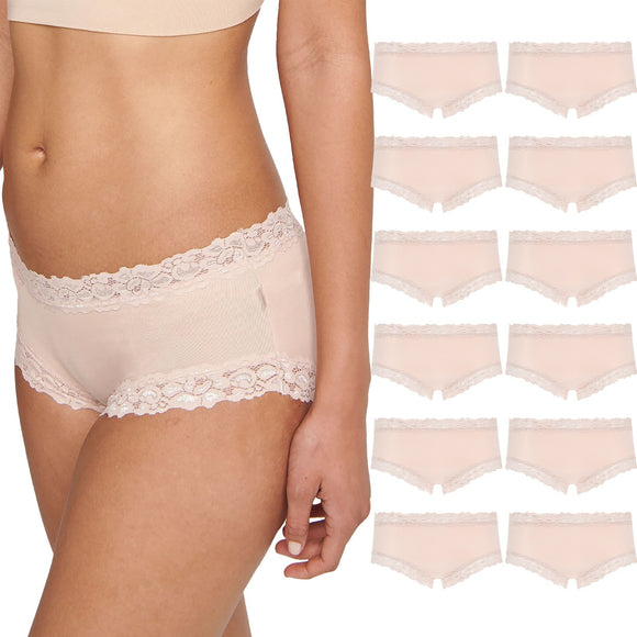 12x Jockey Parisienne Classic Boyleg Lace Womens Underwear Panties Dusk Beige Bulk WWLF