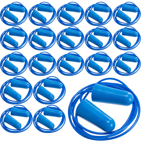 20 Pair Portwest Detectable Disposable Corded PU Soft Foam Ear Plugs Bulk Anti Noise Reduction Cancelling for Work Sleeping Blue with String EP30