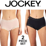 2x Jockey Parisienne Bamboo Full Brief Lace Womens Underwear Panties Black Dusk Bulk