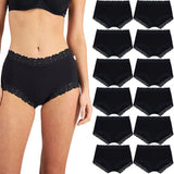 12x Jockey Parisienne Bamboo Full Brief Lace Womens Underwear Panties Black Bulk WRHL