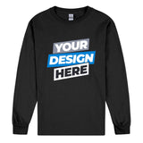 Personalised Customised Mens Custom Long Sleeve T-Shirt Tee Logo Printing Black Tee Printed