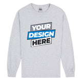 Personalised Customised Mens Custom Long Sleeve T-Shirt Logo Printing Sport Grey Tee Printed