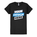 Personalised Ladies Womens Custom Printed T-Shirt Logo Text Printing Black Tee Top
