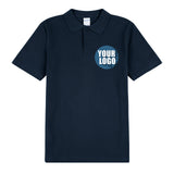 Personalised Mens Custom Printed Polo Collar T-Shirt Logo Printing Navy Blue Tee