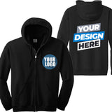 Personalised Mens Custom Printed Zip Hoodie Sweatshirt Logo Text Printing Black