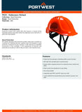 4 Pack Portwest Endurance Plus Work Safety Helmet Vented Hard Hat Hi-Vis Orange Bulk PS55