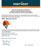 4 Pack Portwest Endurance Plus Work Safety Helmet Vented Hard Hat Hi-Vis Orange Bulk PS55
