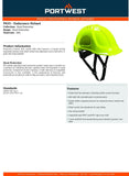4 Pack Portwest Endurance Plus Work Safety Helmet Vented Hard Hat Hi-Vis Yellow Bulk PS55