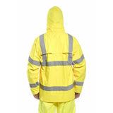 4 Pack Portwest Hi Vis Yellow Waterproof Windproof Vented Safety Rain Jacket Raincoat Bulk H440