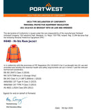 4 Pack Portwest Hi Vis Orange Waterproof Windproof Vented Safety Rain Jacket Raincoat Bulk H440