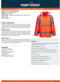 4 Pack Portwest Hi Vis Orange Waterproof Windproof Vented Safety Rain Jacket Raincoat Bulk H440