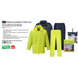 3 Pack Portwest Classic PVC Coated Waterproof Rain Suit Jacket Pants Hoode Raincoat Navy Blue Bulk