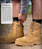 Portwest Composite Toe Leather Protective Shin Safety Side Zip Work Boots FD22 Wheat Brown